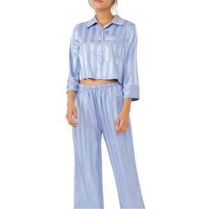 Free people pillow talk Light Blue Satin Pajama Set